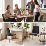 Juego de 2 sillas de comedor, sillas de cocina tapizadas en terciopelo, respaldo curvado, patas de metal, gris oscuro