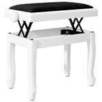 Banc de Piano, Tabouret Piano Réglable en Hauteur 45-56 cm, Banc de Clavier, Siège Rembourré en Velours, Blanc