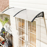 Auvent de porte d'entrée, toit marquise de porte exterieur en polycarbonate et profil aluminium résistante toit abri protection contre la pluie et UV pour terrasse, balcon, 195x75cm, transp.