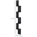 Étagère d'angle Murale à 5 Niveaux Hauteur 120 cm Forme de Zigzag en Bois Noire