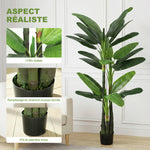 Plante Artificielle Bananier 180 cm, 18 Feuilles Réalistes, Pot, Entretien Facile, pour Maison Bureau, Vert