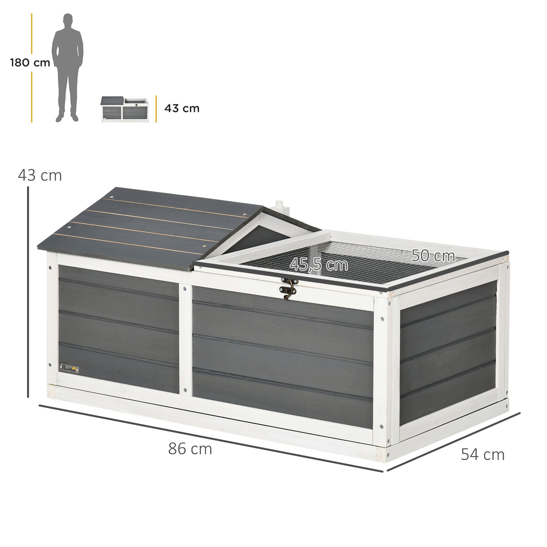 Maison enclos cage pour petit animal tortue avec 2 espaces 86 x 54 x 43 cm - bois de sapin