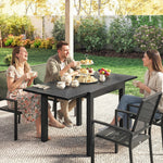 Table de jardin extensible pour 4-6 personnes avec rallonge auto-stockée aluminium avec effet bois 80-160 x 80 cm noir