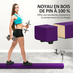 Poutre gymnastique pliable 210 cm en velours, poutre d'équilibre avec fond antidérapant, pour enfants et adultes, violet