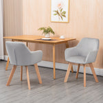 Lot de 2 chaises de salle à manger Fauteuil Assise rembourrée en tissu effet velours Pieds en bois, gris