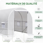 Serra a tunnel da giardino 8m², serra a tunnel con porta e 6 finestre, telo in PE 140 g/m² 400 x 200 x 200 cm bianco