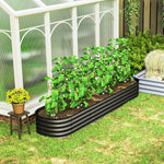 Jardinière carré potager de jardin en acier galvanisé modulable pour légumes plantes fleurs, 240 x 62 x 30 cm gris foncé-7
