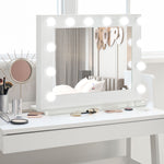 Miroir maquillage Hollywood lumineux 12 LED tactile - luminosité réglable, fonction mémoire - métal MDF blanc verre