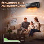 Keramik-Wandheizgerät 1000/2000W, Elektroheizung, Ventilator, Thermostat, Timer, 50x18,6x12,9cm, schwarz