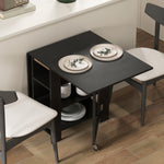 Table de cuisine table de salle à manger pliable amovible 3 étagères 2 abattants design moderne 120 x 60 x 75 cm noir