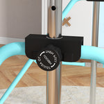 Barre de gymnastique pour enfants, barre horizontale pliable à hauteur réglable avec anneaux de gymnastique, cyan