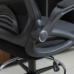 Chaise bureau ergonomique, fauteuil de bureau avec repose-pieds, chaise de dessin à dossier en maille, hauteur réglable, accoudoirs, assise rembourrée et pivotante 360°, noir