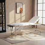 Table de massage 3 zones pliante cosmétique portable charge max. 225 Kg hauteur réglable cadre en alliage blanc
