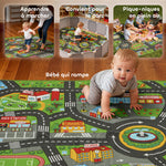 Tapis de jeu pour bébé, tapis de sol antidérapant, motif de route de la ville, 200 x 150 cm, multicolore