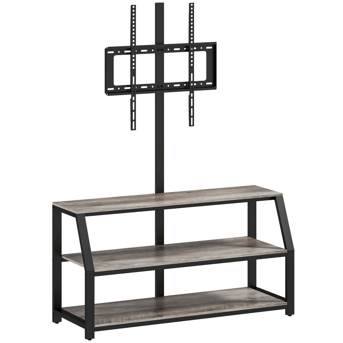 Meuble TV avec support pour téléviseurs jusqu'à 72 pouces, meuble télé avec 2 étagères ouvertes, 110x43x150cm, gris