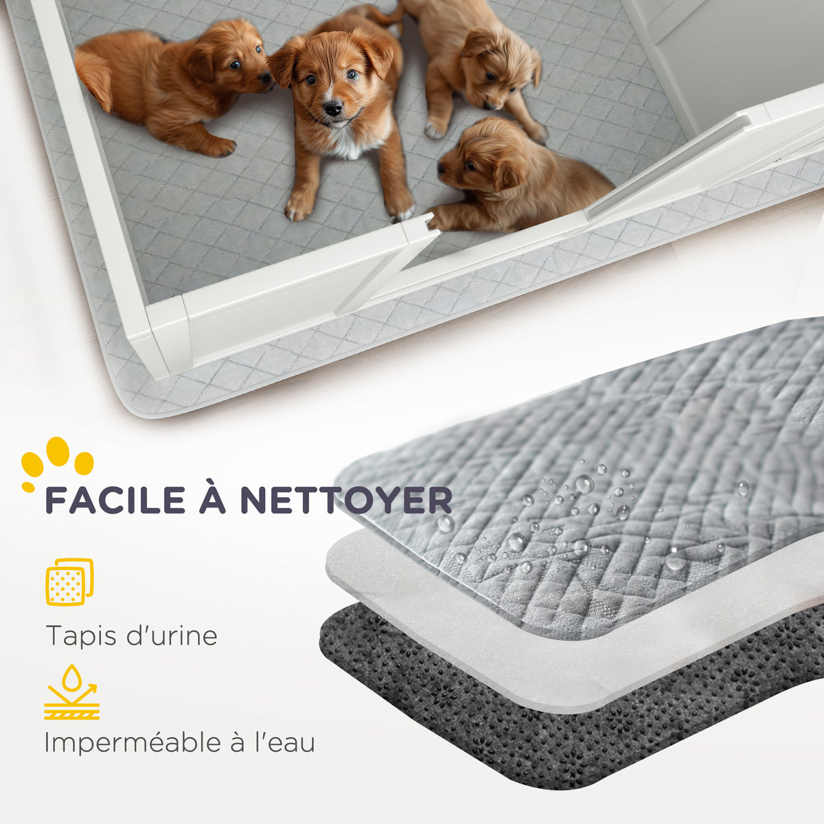 Boîte de mise bas pour chiens et chiots, parc de mise bas pour chiens porte à hauteur réglable 166 x 80 x 50 cm, blanc