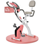 Vélo d'Appartement Pliable 4-en-1 - Ergomètre Magnétique Silencieux avec Cordes de Résistance - Sport Maison et Cardio-training avec Roulettes, Selle Confort et LCD (Max 120kg), Rose
