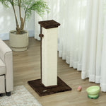 Griffoir pour chat poteau griffoir chat en sisal et peluche, boule suspendue base stable 41 x 41 x 81 cm marron et crème