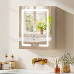 Armoire murale salle de bain avec miroir et éclairage LED, anti-buée, étagères réglables, 50 x 15 x 60 cm, blanc