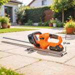 Taille-Haies Électrique 100 W, Lame 51 cm, Batterie 2,0 Ah et Chargeur, Orange