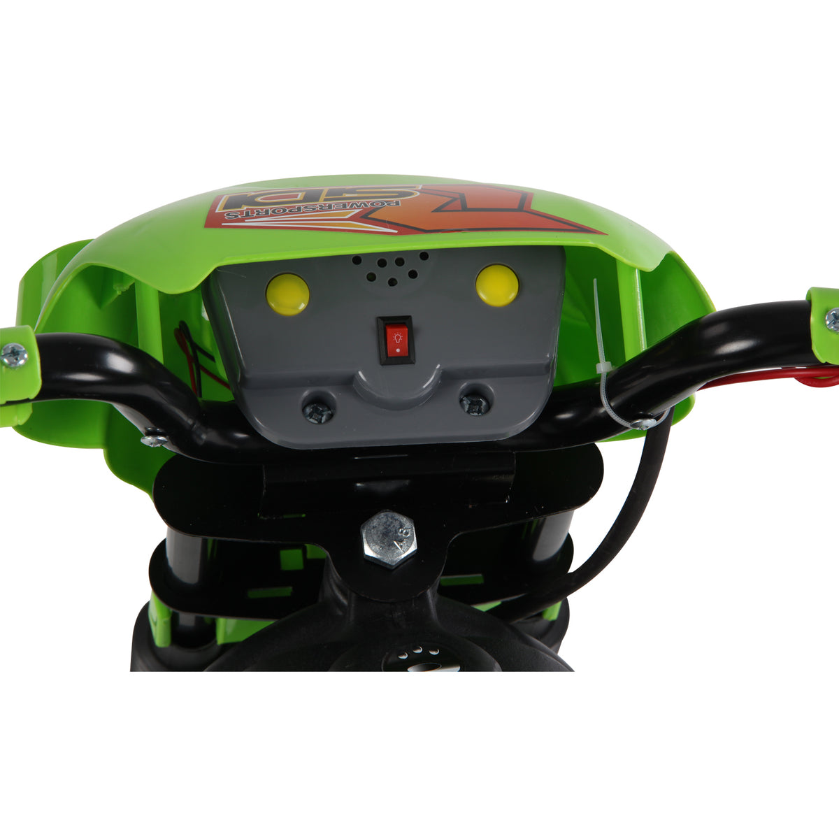 Elektro-Motorrad für Kinder, Kinder-Motocross mit 6-V-Batterie, Scheinwerfern, Musik und Stützrädern, 3 bis 6 Jahre, Traglast 25 kg, Grün und Schwarz