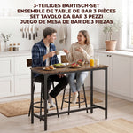 Set tavolo da bar con 2 sgabelli, tavolo alto da cucina e 2 sedie da bar imbottite in PU, poggiapiedi, marrone