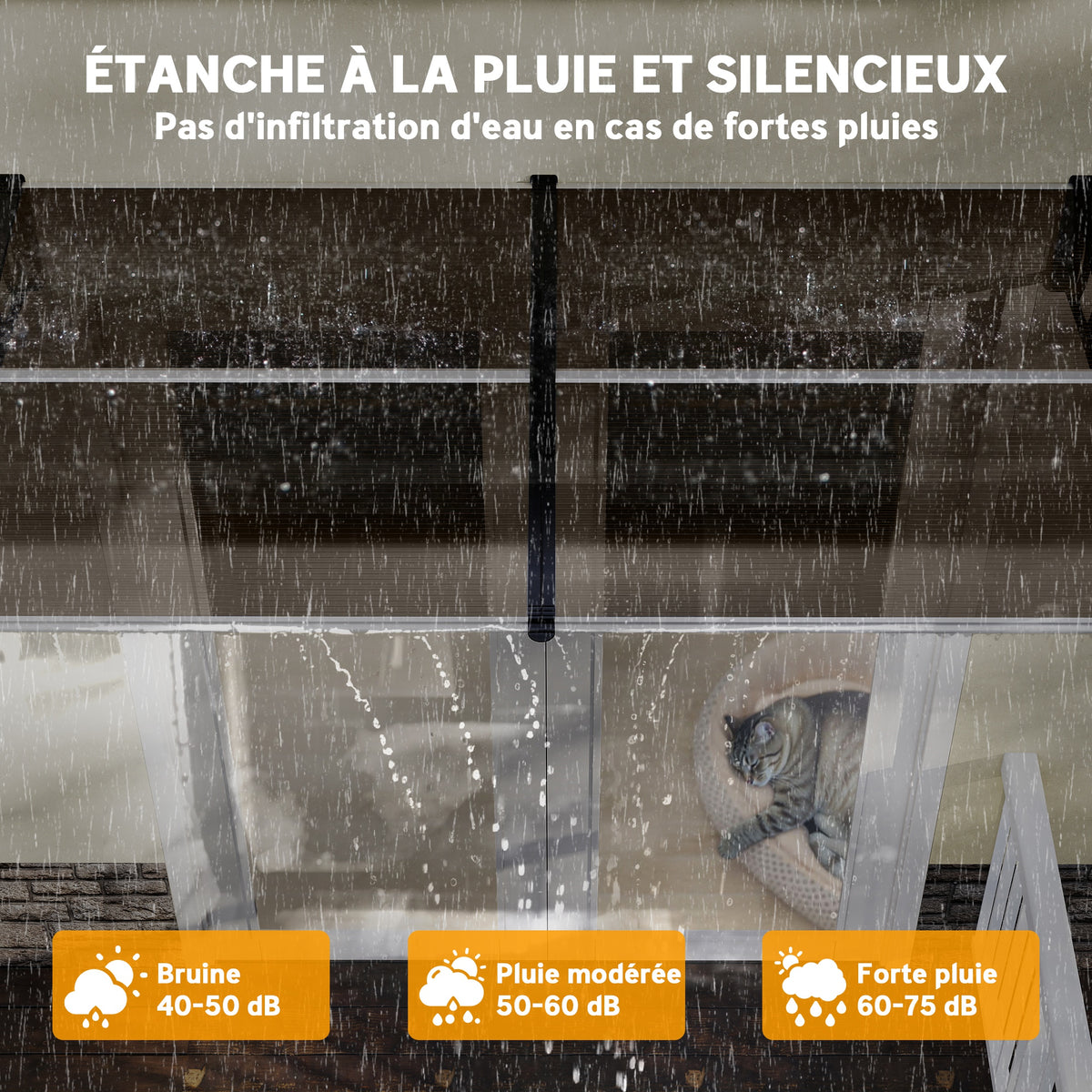 Toldo para puerta marquesina de policarbonato, toldo para puerta de entrada con borde de aluminio contra la lluvia y rayos UV