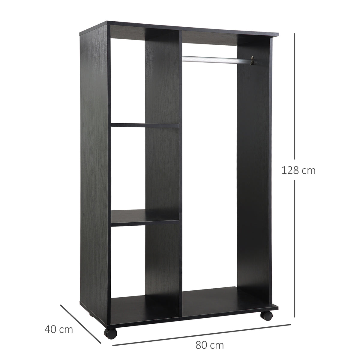 Armoire penderie Armoire de Rangement Mobile Panneaux de Particules Noir