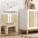 Buffet, meuble de rangement avec 2 portes et 4 tiroirs, étagère réglable, 120 x 40 x 86 cm, blanc et chêne
