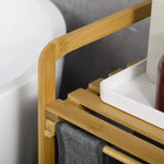 Panier à linge en bambou 2 paniers amovibles et coulissants en non-tissé 63,5 x 33 x 73 cm gris foncé