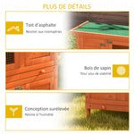 Clapier à lapin cage à lapin double niveau plateaux coulissants 4 portes verrouillables toit ouvrant 90L x 45l x 90H cm