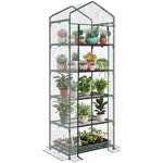 Serre de jardin PVC avec étagères 5 niveaux, serre de balcon, bâche renforcée 135 g/m², châssis en acier, porte zippée enroulable, pour légumes plantes fleurs, 69 x 49 x 193 cm, transparent