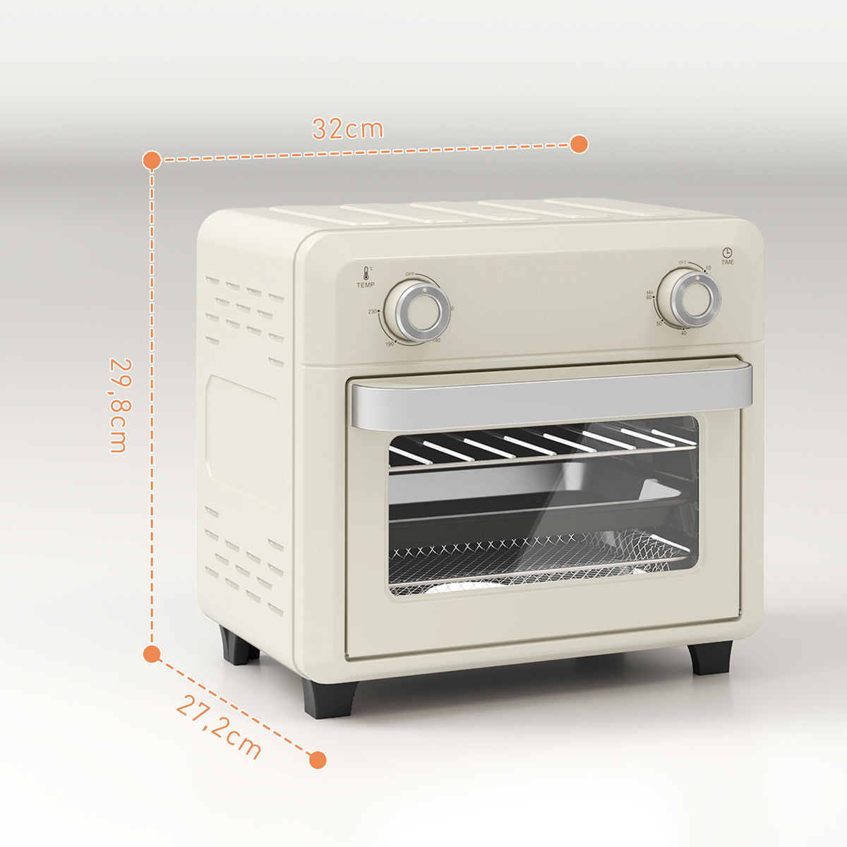 10L Friteuse sans huile mini four à air chaud 1 000 W avec température réglable 80°C-230°C, minuterie, 32x27,2x29,8cm