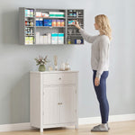Armoire à pharmacie murale, armoire à médicaments avec double porte verrouillable 2 clés, 53x20x53cm, gris