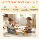 Jeux de Tambours pour Bébé, Tambour bébé avec Xylophone pour Tout-Petits, Instruments de Musique en Bois, Naturel