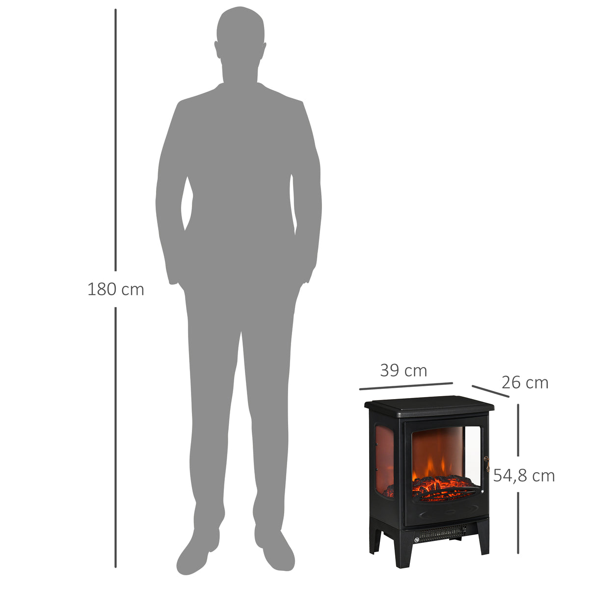 Cheminée électrique poêle Style néo-rétro 900-1800 W Simulation Flammes LED luminosité réglable Acier ABS Noir