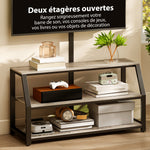 Meuble TV avec support pour téléviseurs jusqu'à 72 pouces, meuble télé avec 2 étagères ouvertes, 110x43x150cm, gris
