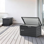 Coffre de rangement exterieur XXL 311L coffre de jardin acier galvanisé verrouillable vérin à gaz 120x62x62cm gris foncé