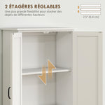 Buffet de cuisine armoire de cuisine contemporaine multi-rangements 2 placards 3 étagères MDF panneaux particules blanc