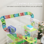 Cage pour hamster souris petit animaux rongeur avec tunnel mangeoire roue jouet 47 x 30 x 59 cm vert