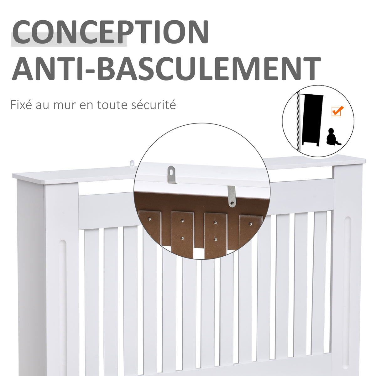Cache-radiateur couverture radiateur Design couverture radiateur Panneau Cabinet 112L x 19l x 81H cm MDF Blanc