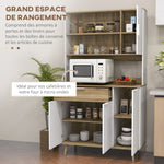 Armoire de cuisine meuble de rangement 4 portes 1 tiroir design scandinave 98 x 39 x 180 cm blanc et naturel