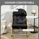 Fauteuil Chaise de Salon Pliable et inclinable en Bois Fauteuil Relax Confortable avec Coussin capitonné épais