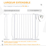 Lot de 2 barrières de sécurité pour animal longueur réglable escaliers couloirs portes sans perçage en acier ABS