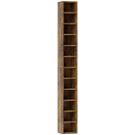 Rangements pour CD et DVD avec 12 compartiments, capacité max. 204 CD, 21 x 20 x 175 cm, brun rustique