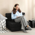 Convertible 1-seater armchair, folding bed chair, cushion included, for guests, living room, small space, 120 kg capacity, black