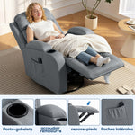 Fauteuil Inclinable de Massage et Chauffage, Fauteuil de Relaxation, Dossier Réglable, Pivotant, 82x99x103cm, Gris Clair