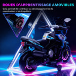 Moto électrique enfants 6 V, voiture électrique enfants avec roues d'entraînement, musique, effets lumineux, bleu
