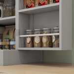 Credenza da cucina con armadietti, ripiano regolabile e portaspezie, 60 x 35 x 166 cm, grigio