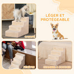 Escalier pour chien à 4 marches escalier pour chat échelle antidérapante housse amovible et lavable 60 x 35 x 44cm beige
